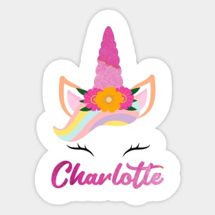 Name charlotte unicone awesome gift Sticker